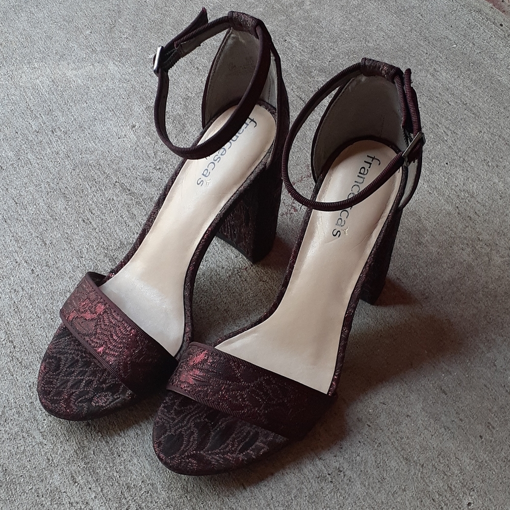 Francesca's | Yvonne Jacquard Block Heel Berry